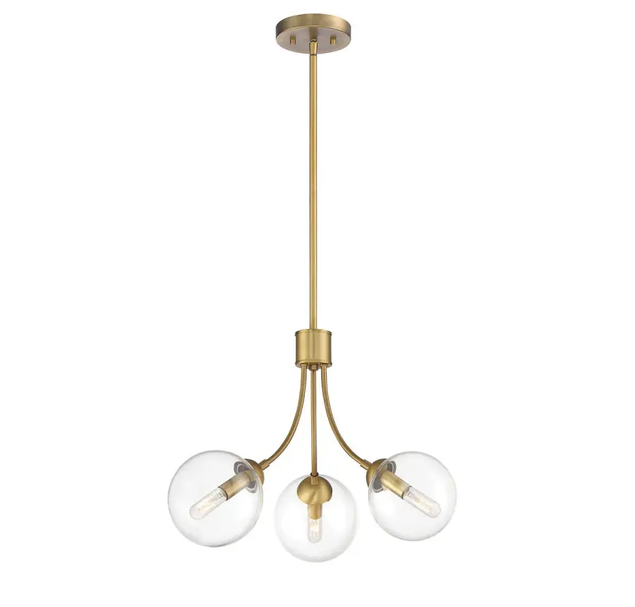 3-Light Chandelier in Natural Brass - Image 3