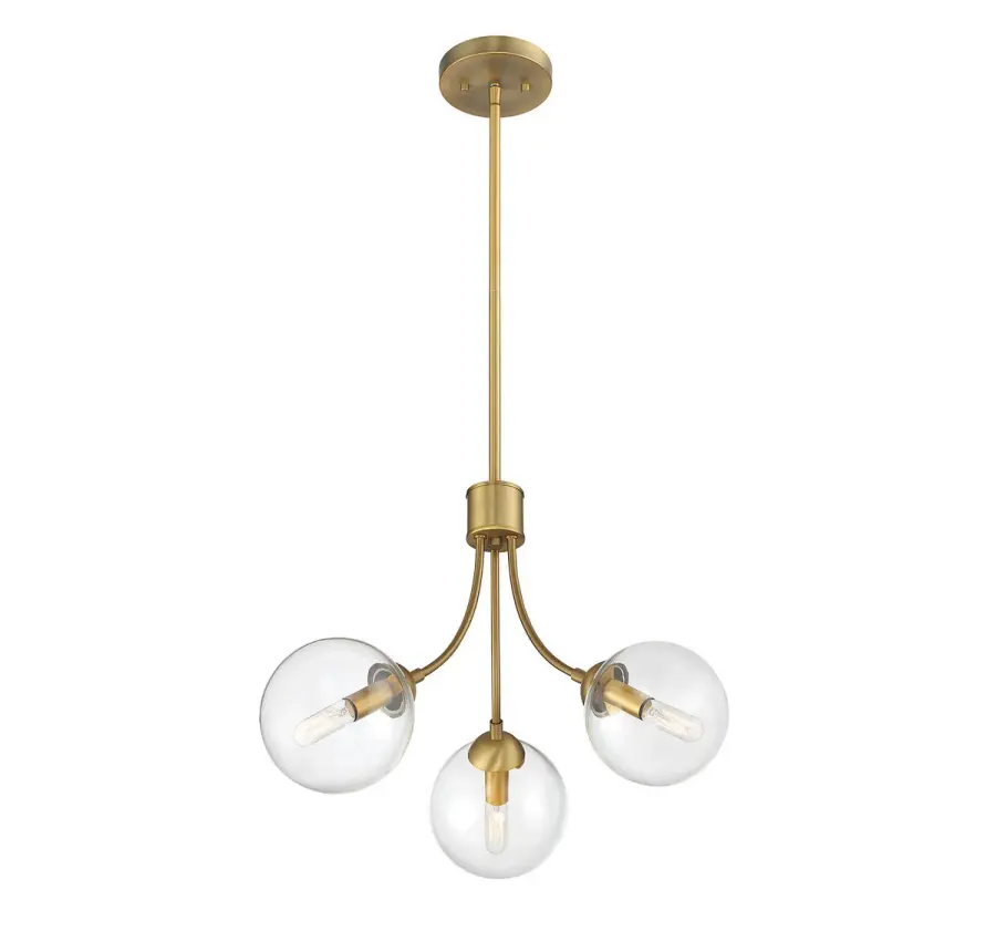 3-Light Chandelier in Natural Brass - Image 4