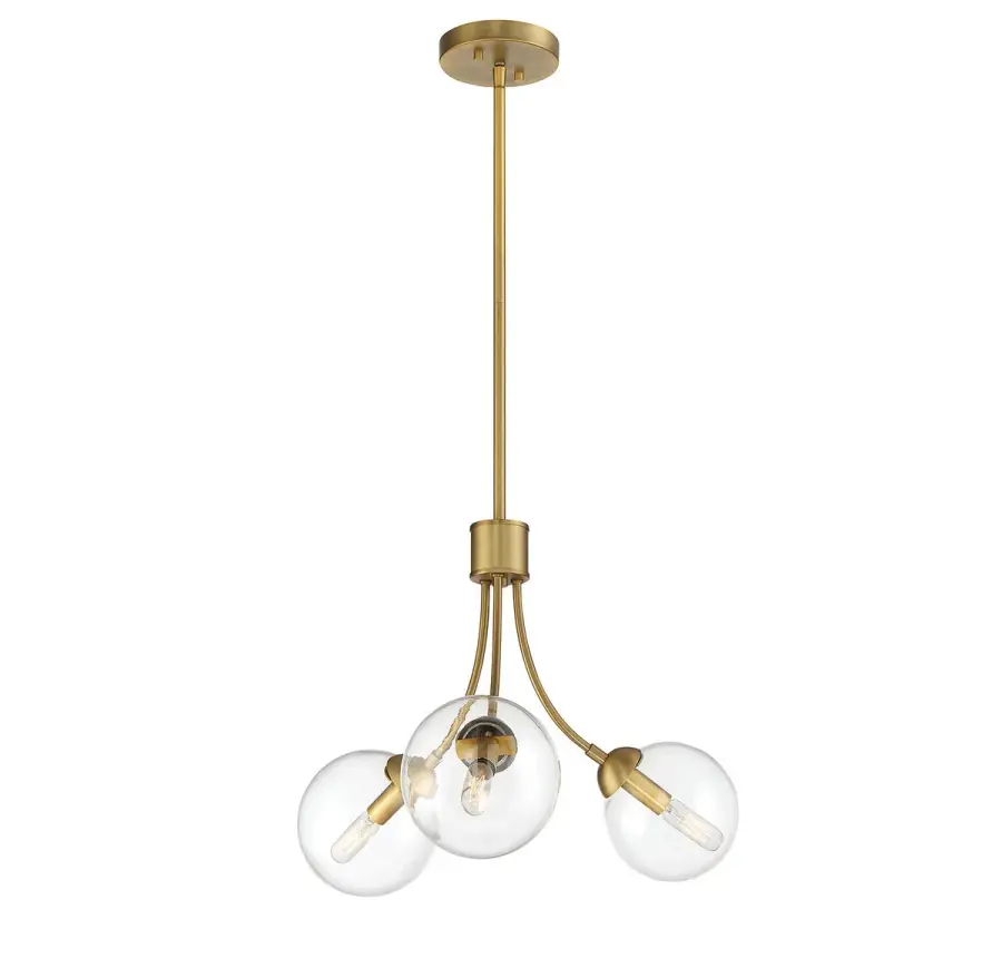3-Light Chandelier in Natural Brass - Image 5