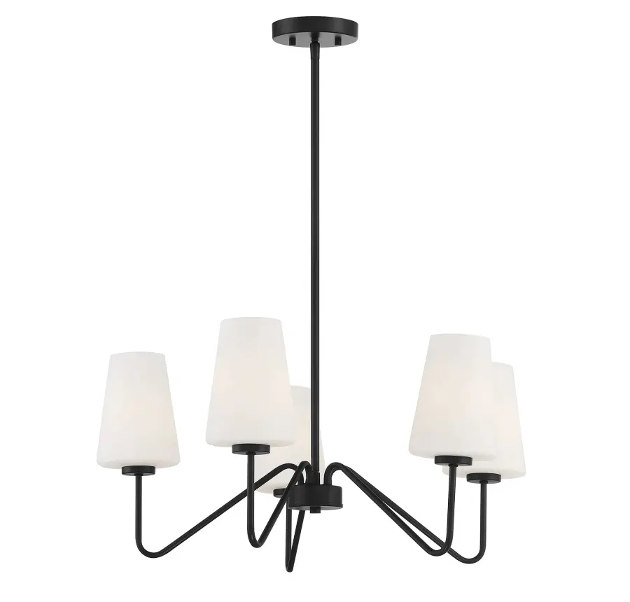 5-Light Chandelier in Matte Black - Image 5