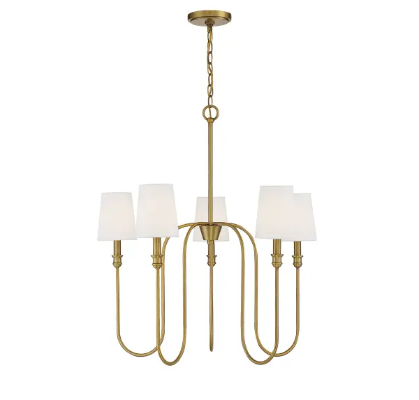 5-Light Chandelier in Natural Brass