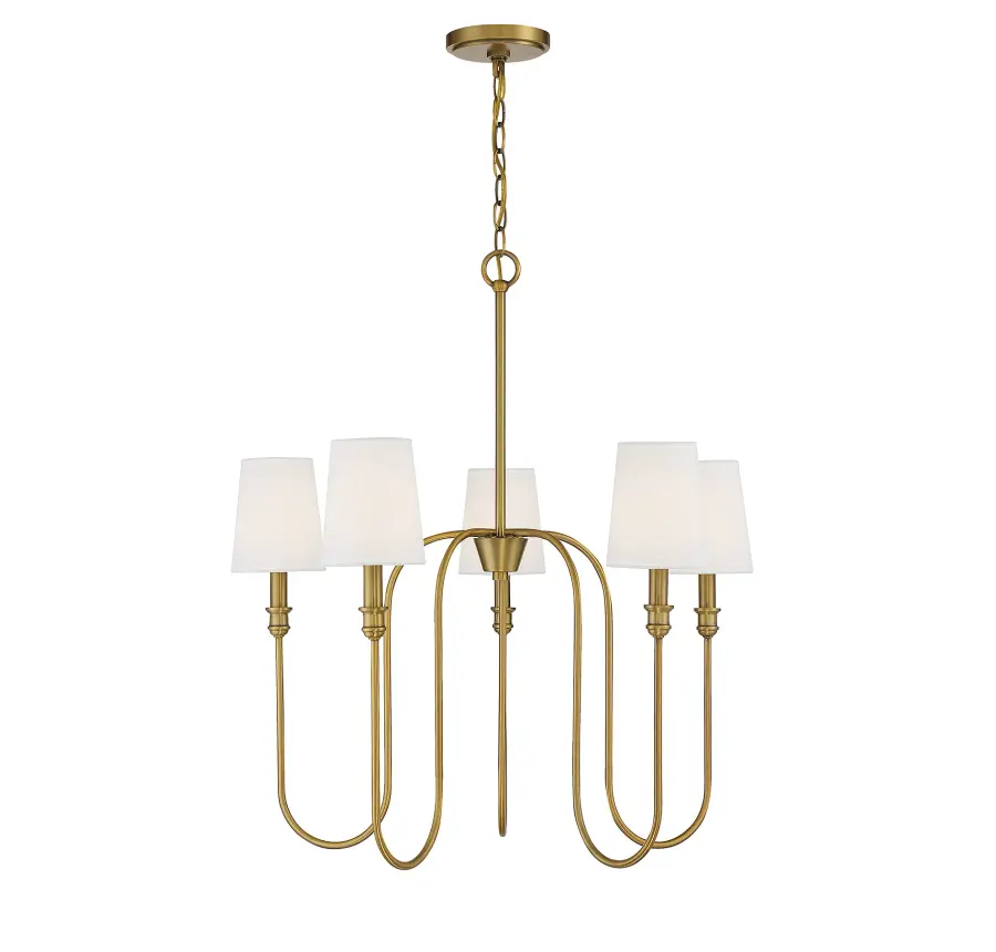 5-Light Chandelier in Natural Brass - Image 1