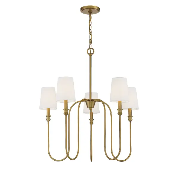 5-Light Chandelier in Natural Brass - Image 3