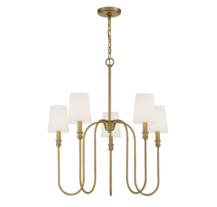 5-Light Chandelier in Natural Brass - Image 3