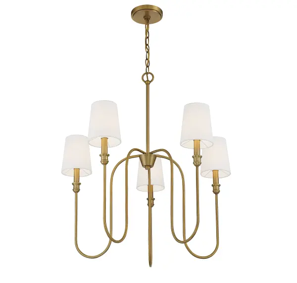 5-Light Chandelier in Natural Brass - Image 4