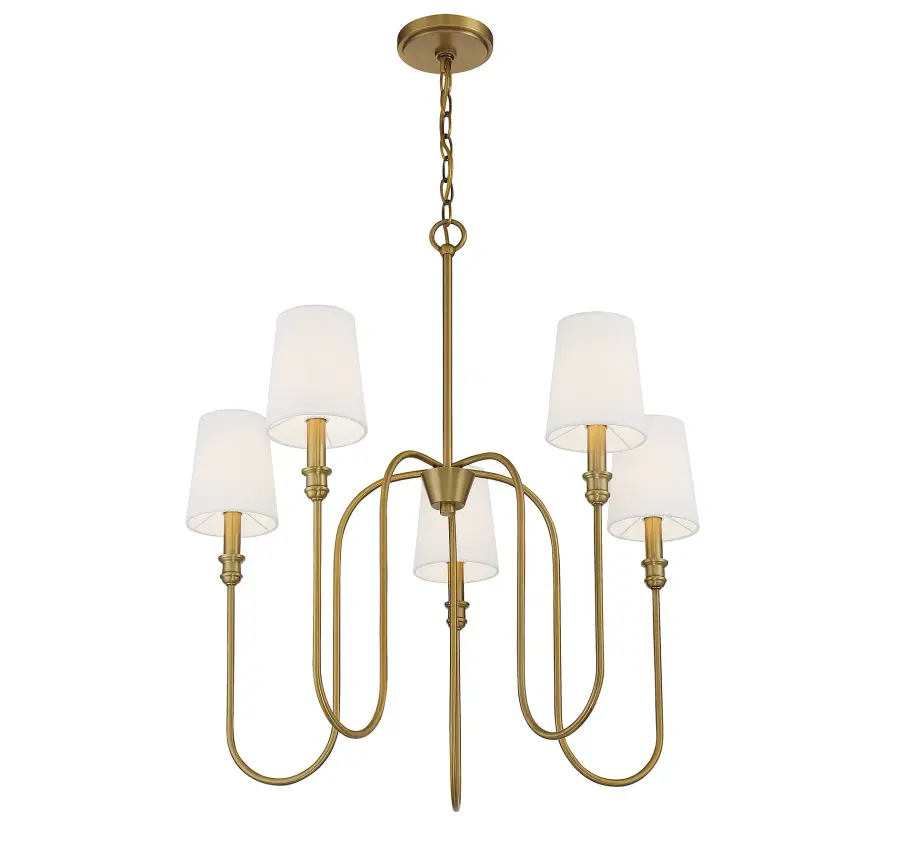5-Light Chandelier in Natural Brass - Image 4