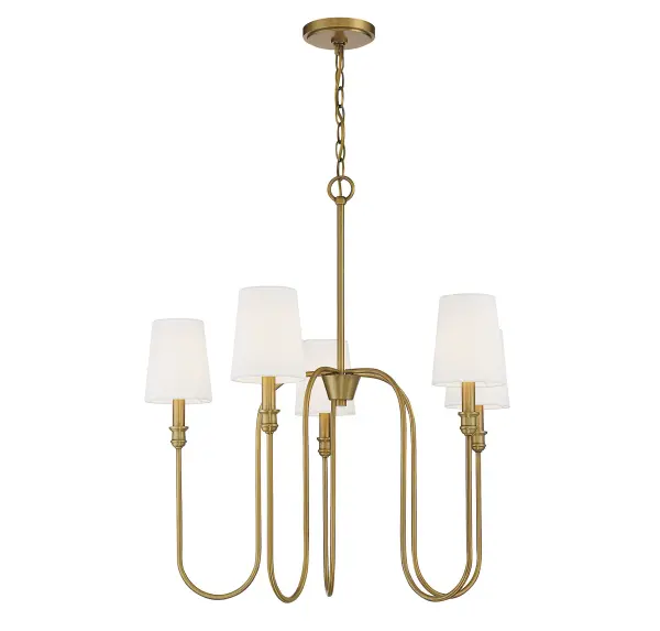 5-Light Chandelier in Natural Brass - Image 5