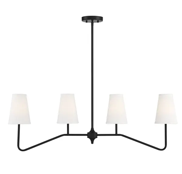 4-Light Linear Chandelier in Matte Black