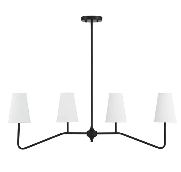 4-Light Linear Chandelier in Matte Black - alternate view