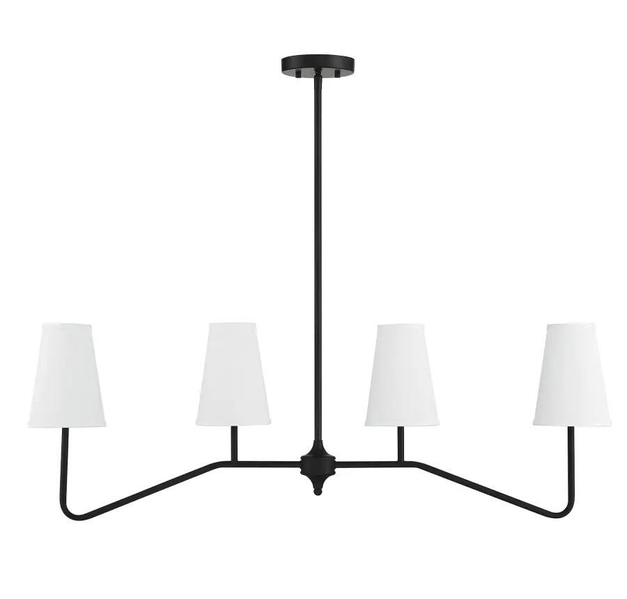 4-Light Linear Chandelier in Matte Black - Image 2