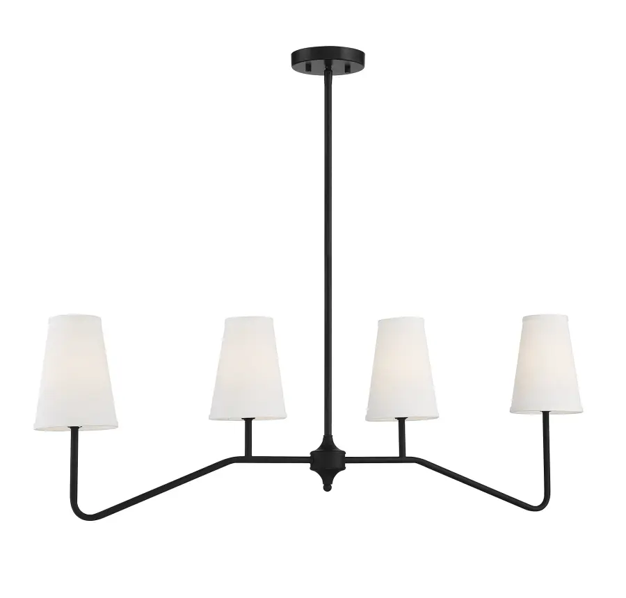 4-Light Linear Chandelier in Matte Black - Image 3