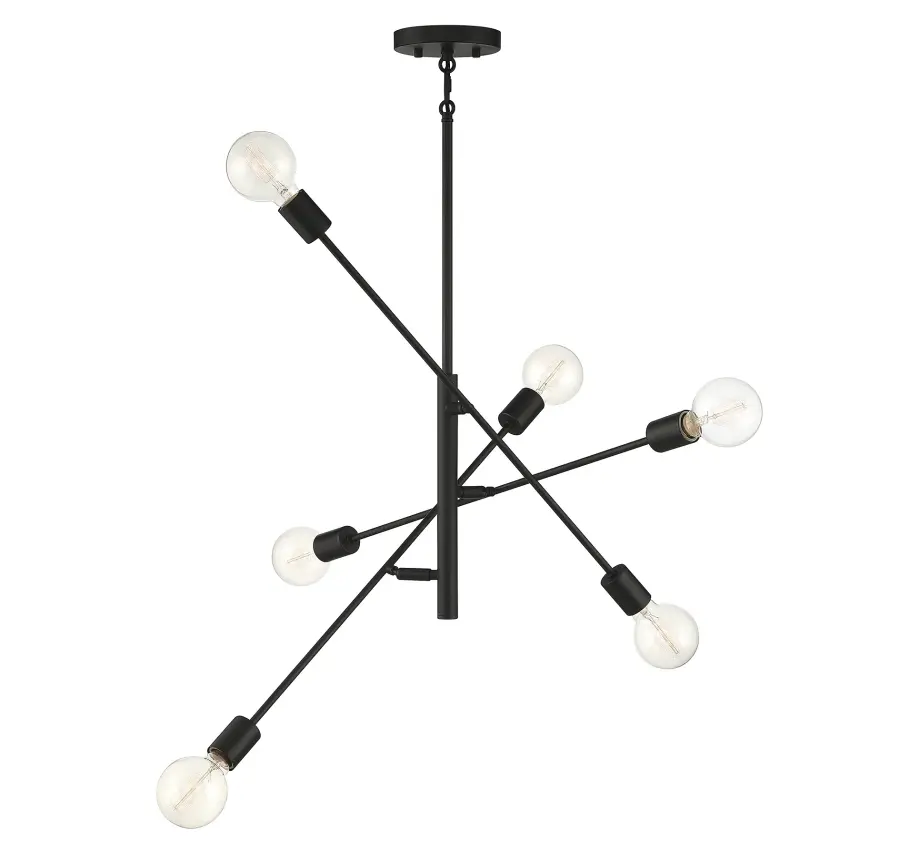 6-Light Chandelier in Matte Black - Image 1