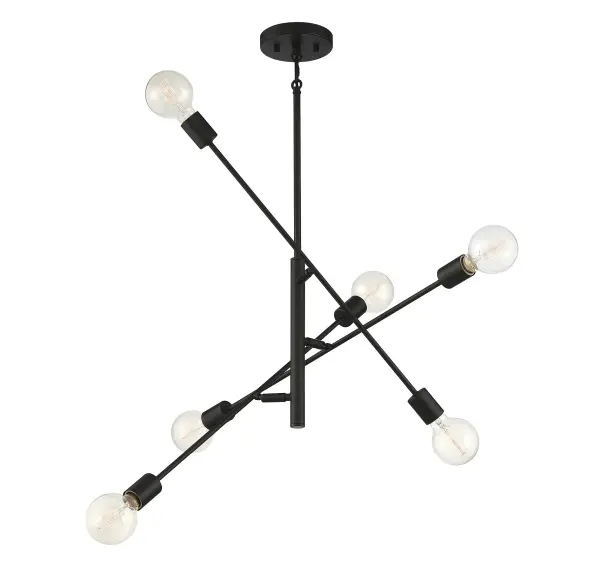 6-Light Chandelier in Matte Black - Image 3
