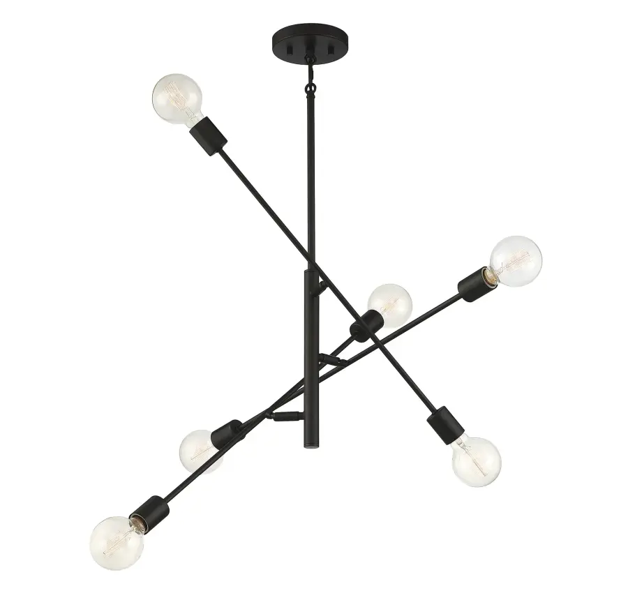 6-Light Chandelier in Matte Black - Image 3
