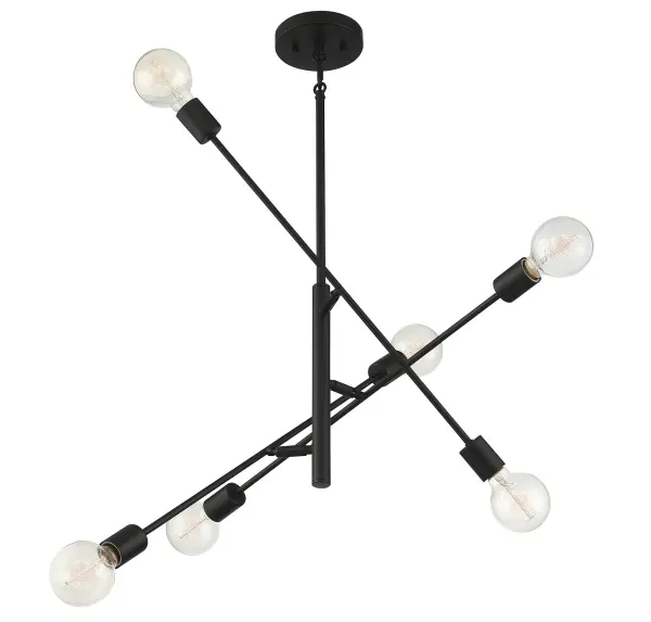 6-Light Chandelier in Matte Black - Image 4