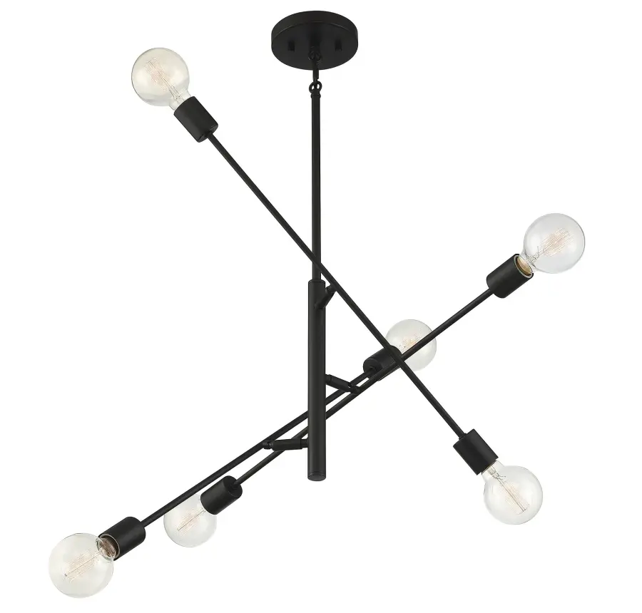 6-Light Chandelier in Matte Black - Image 4