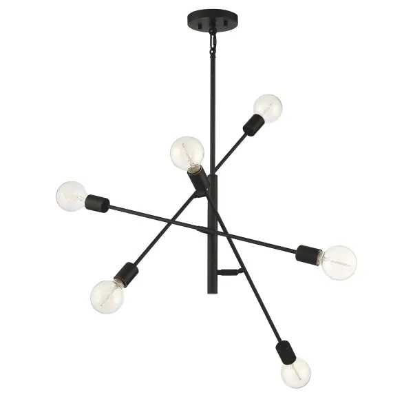 6-Light Chandelier in Matte Black - Image 5