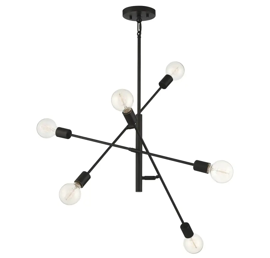 6-Light Chandelier in Matte Black - Image 5