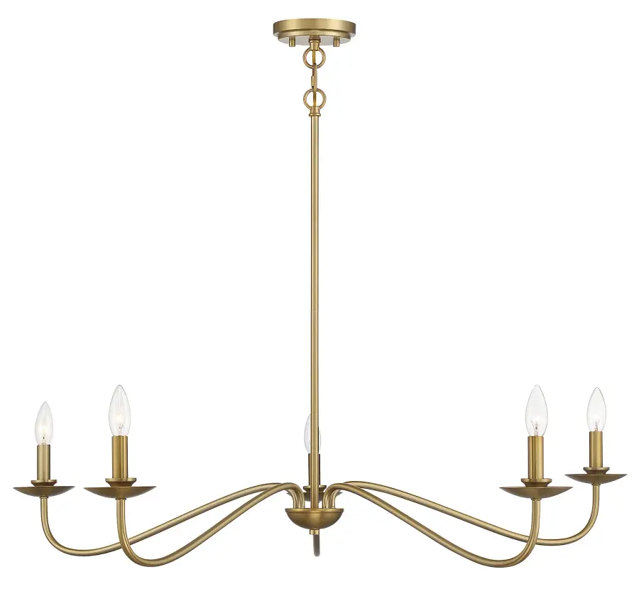 5-Light Chandelier in Natural Brass - Image 1