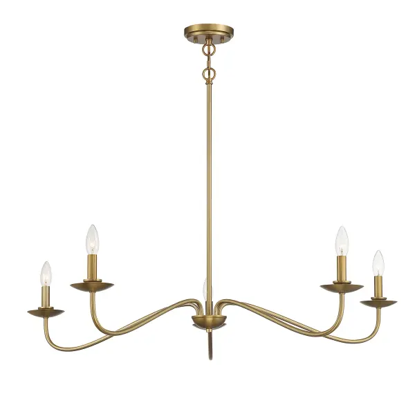 5-Light Chandelier in Natural Brass - Image 3