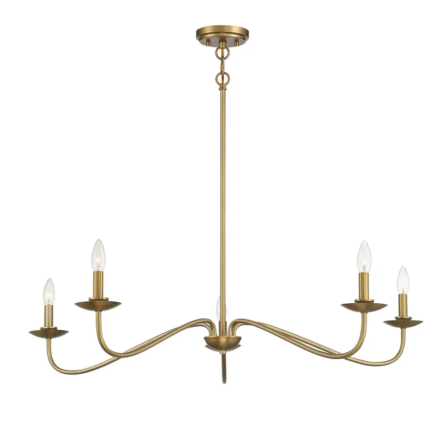 5-Light Chandelier in Natural Brass - Image 3