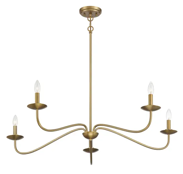 5-Light Chandelier in Natural Brass - Image 4
