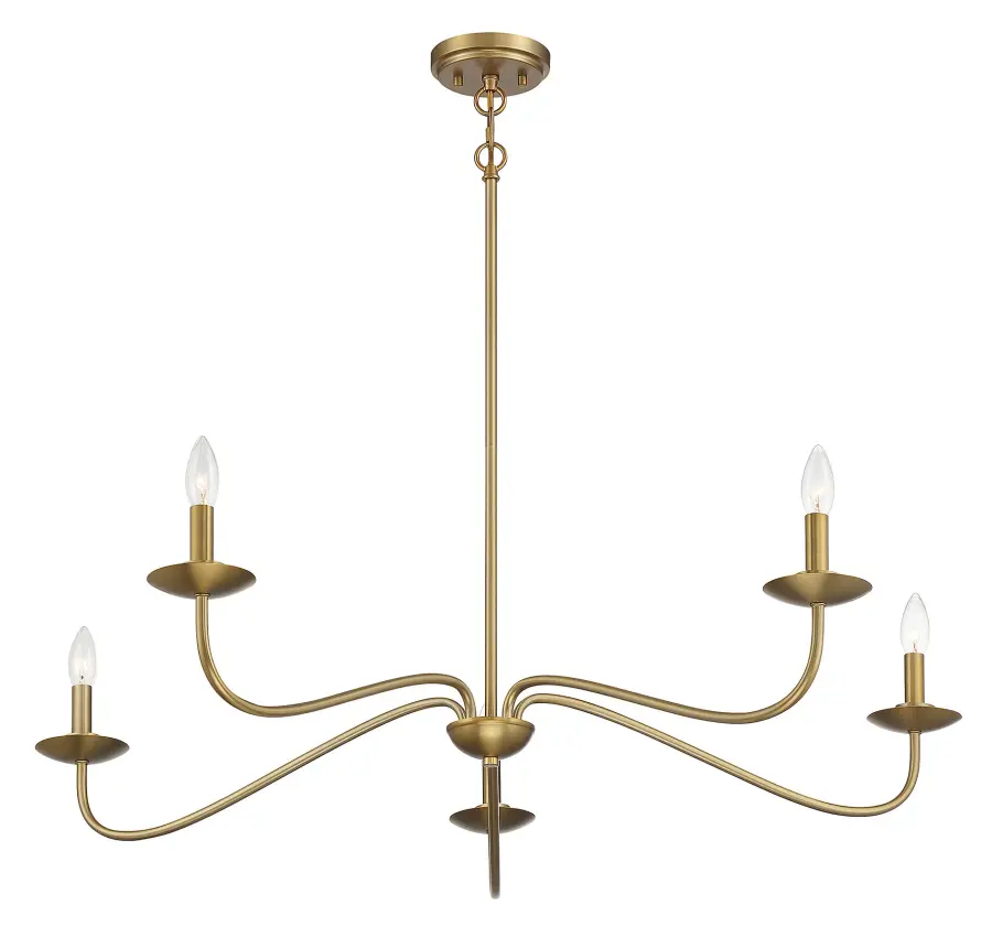 5-Light Chandelier in Natural Brass - Image 4
