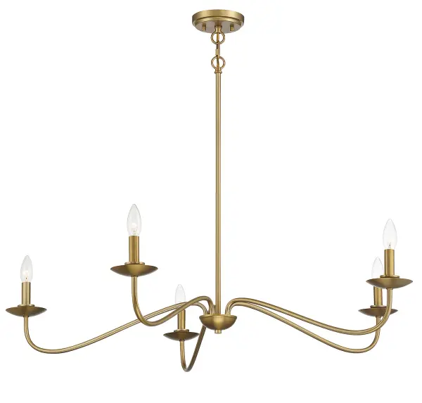 5-Light Chandelier in Natural Brass - Image 5