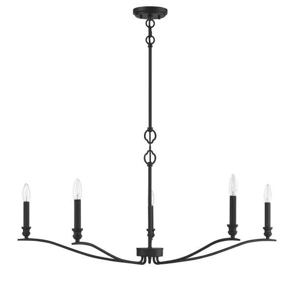 5-Light Chandelier in Matte Black - alternate view