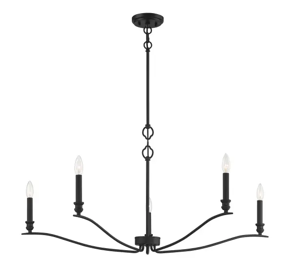 5-Light Chandelier in Matte Black - Image 3