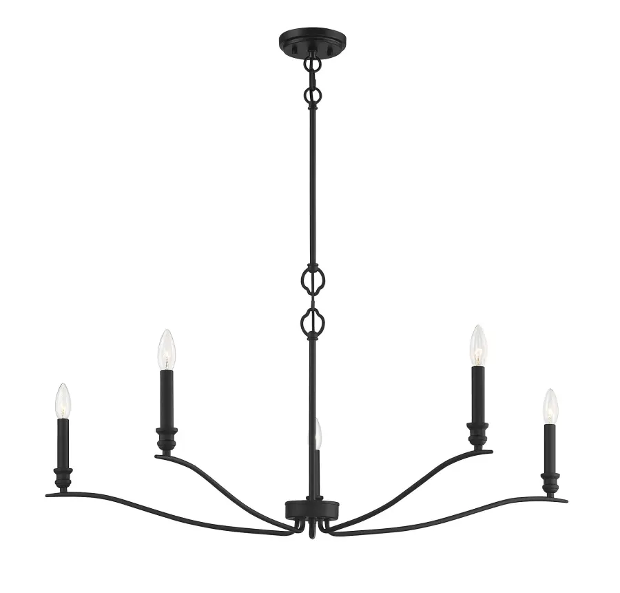 5-Light Chandelier in Matte Black - Image 3