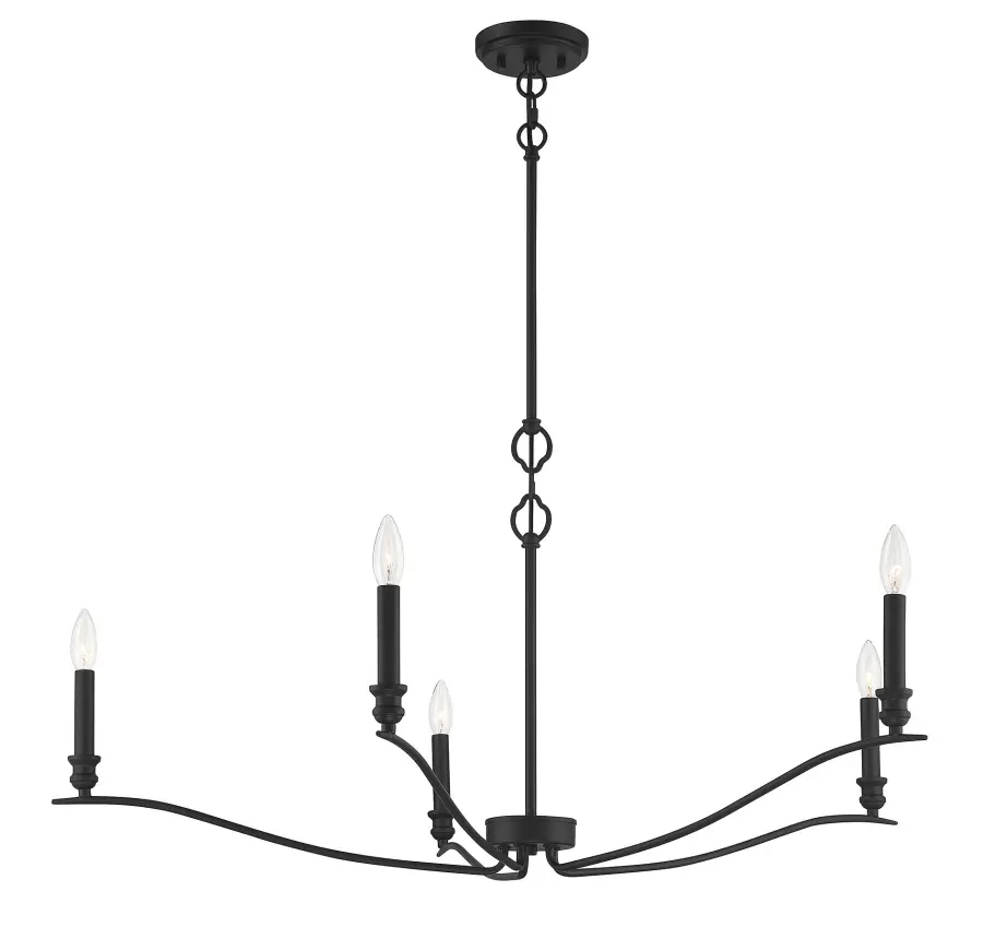 5-Light Chandelier in Matte Black - Image 5