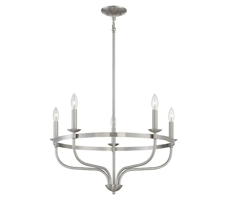 5-Light Chandelier in Brushed Nickel - Image 1
