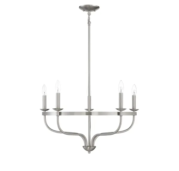 5-Light Chandelier in Brushed Nickel - alternate view
