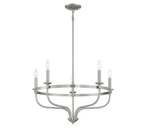 5-Light Chandelier in Brushed Nickel - Image 3