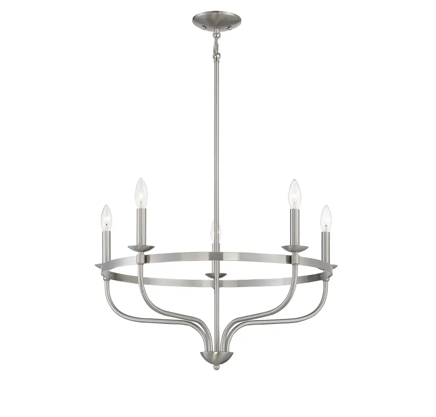 5-Light Chandelier in Brushed Nickel - Image 3
