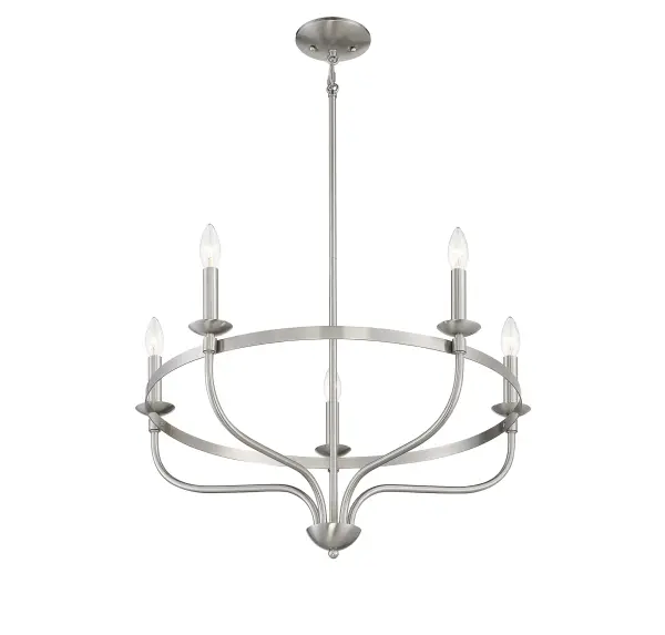 5-Light Chandelier in Brushed Nickel - Image 4