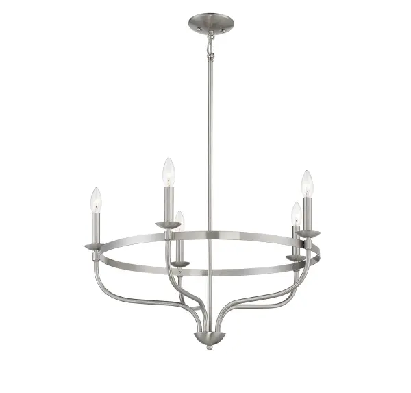 5-Light Chandelier in Brushed Nickel - Image 5