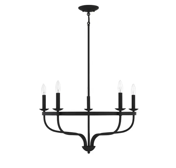 5-Light Chandelier in Matte Black - Image 2