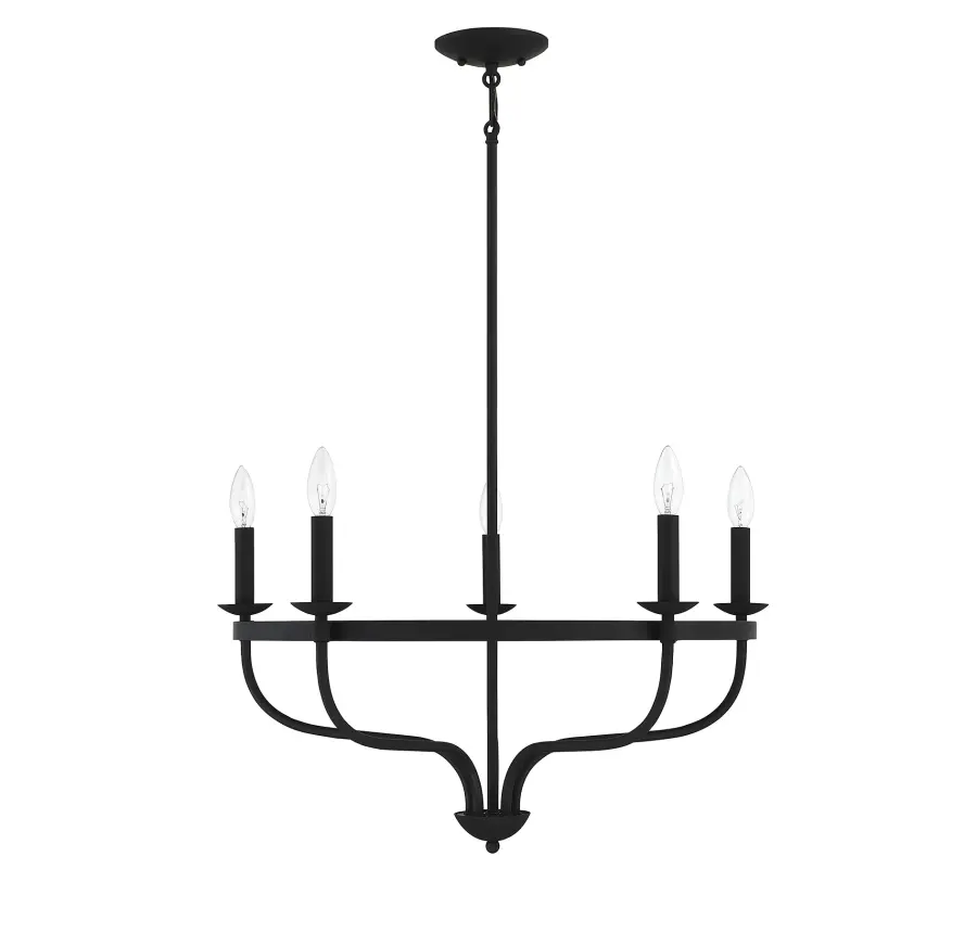 5-Light Chandelier in Matte Black - Image 2