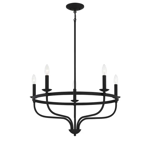 5-Light Chandelier in Matte Black - Image 3