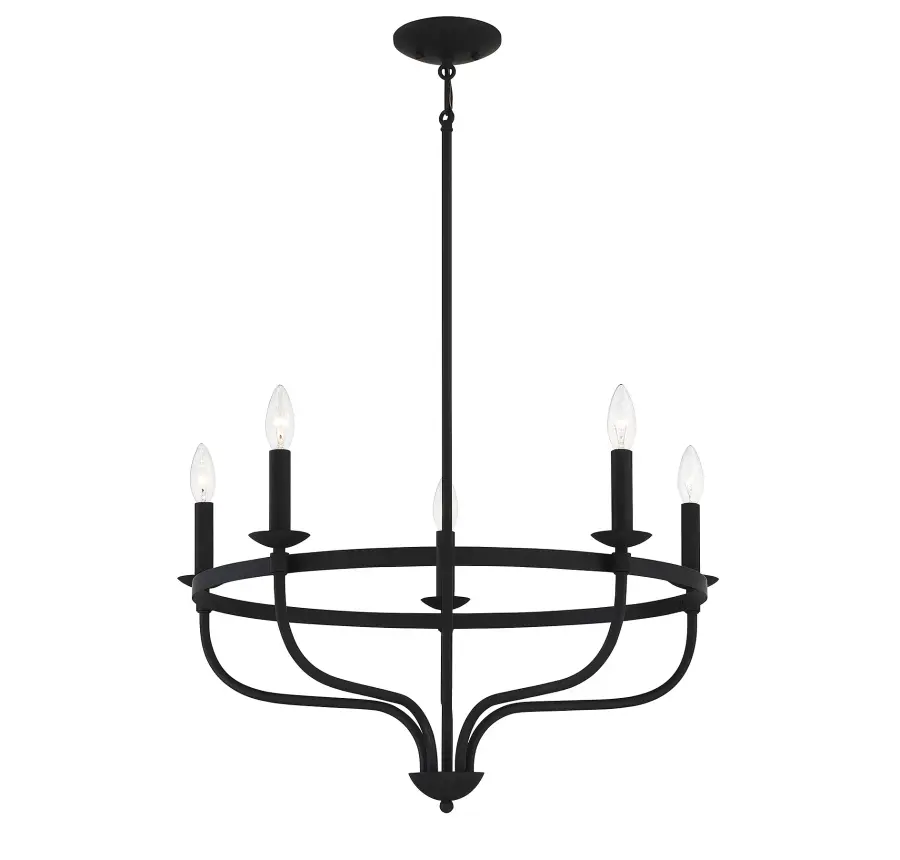 5-Light Chandelier in Matte Black - Image 3