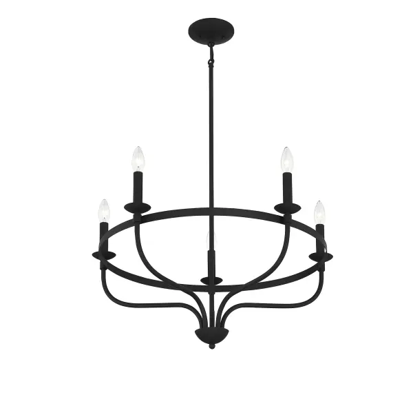 5-Light Chandelier in Matte Black - Image 4