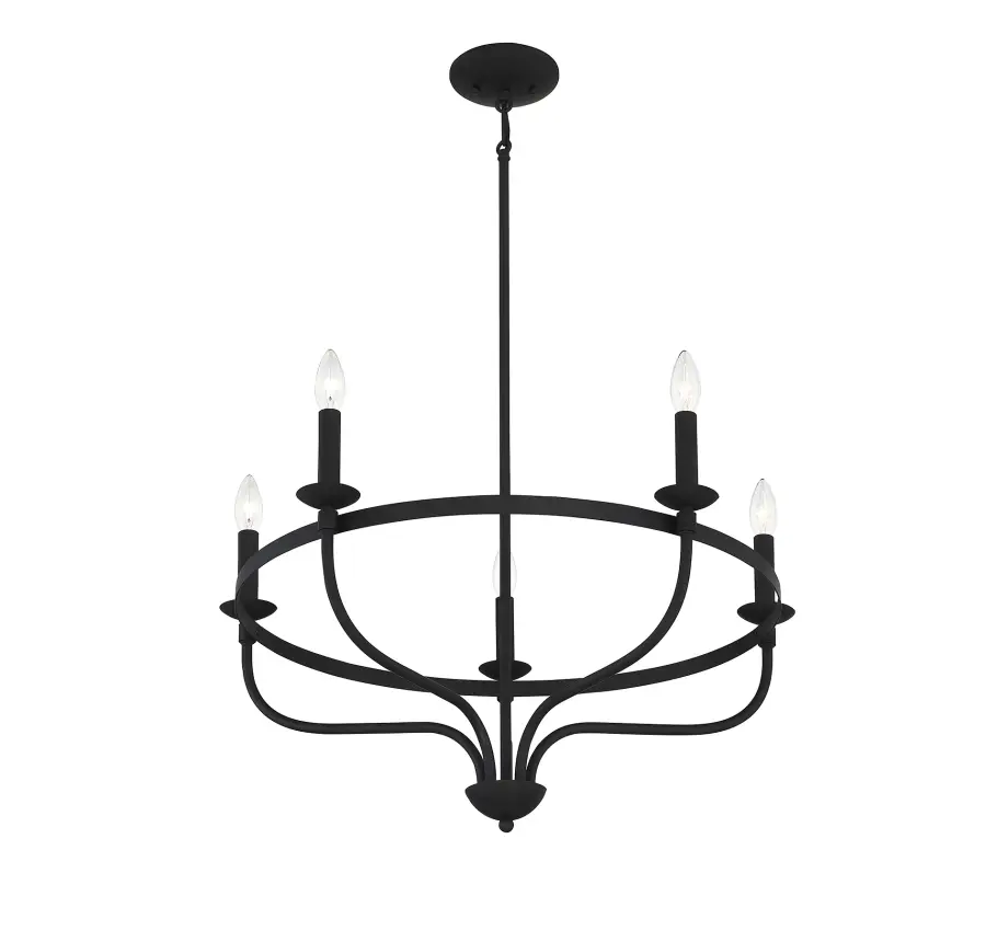 5-Light Chandelier in Matte Black - Image 4
