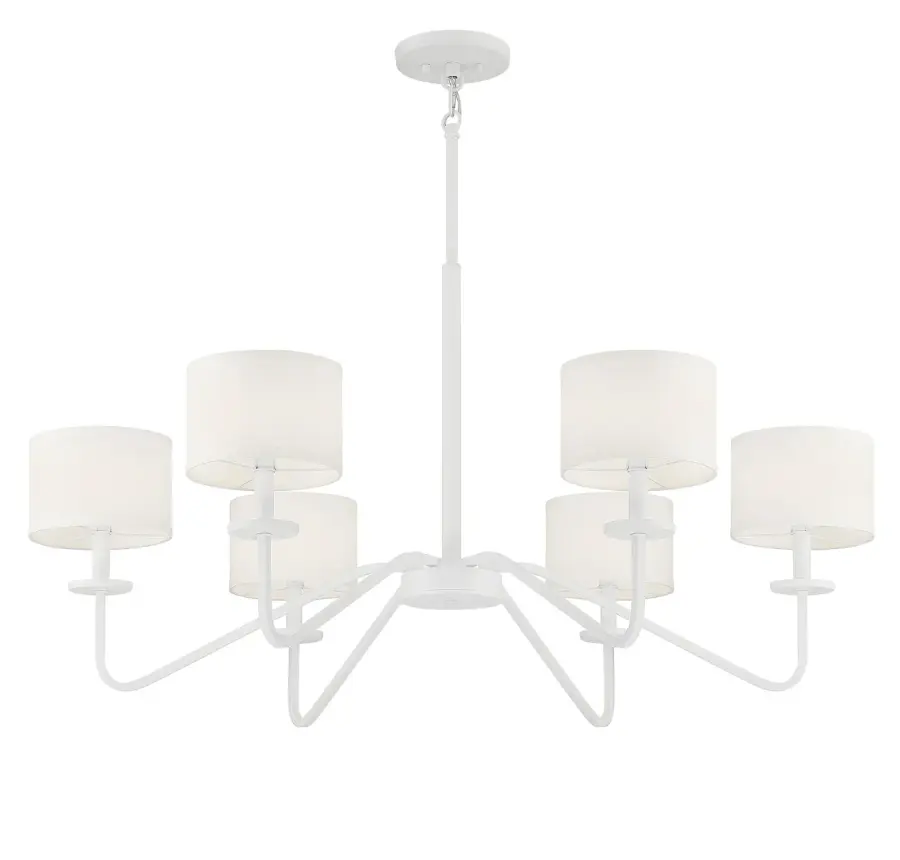 6-Light Chandelier in Bisque White - Image 4