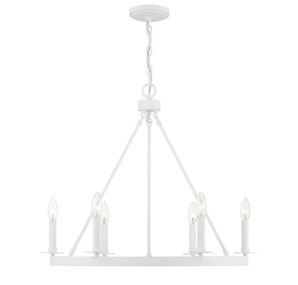 6-Light Chandelier in Bisque White