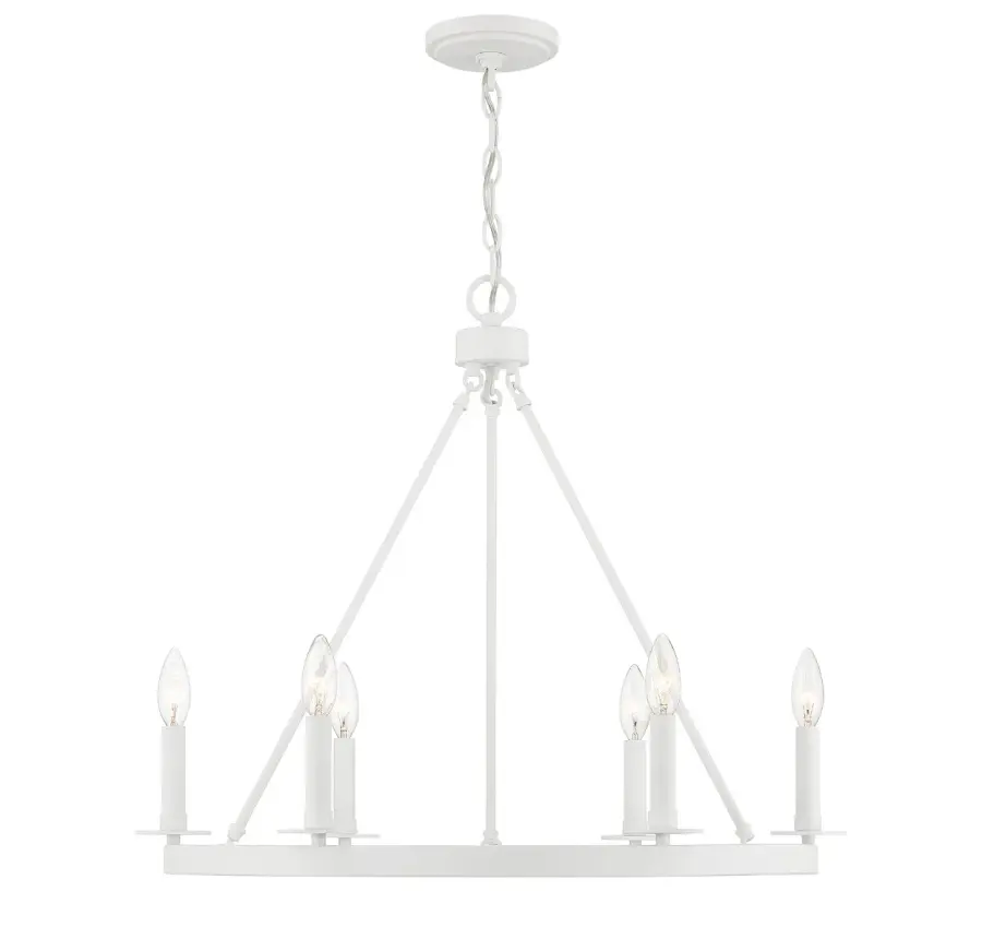 6-Light Chandelier in Bisque White - Image 1