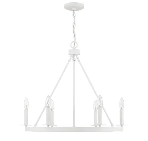 6-Light Chandelier in Bisque White - Image 3