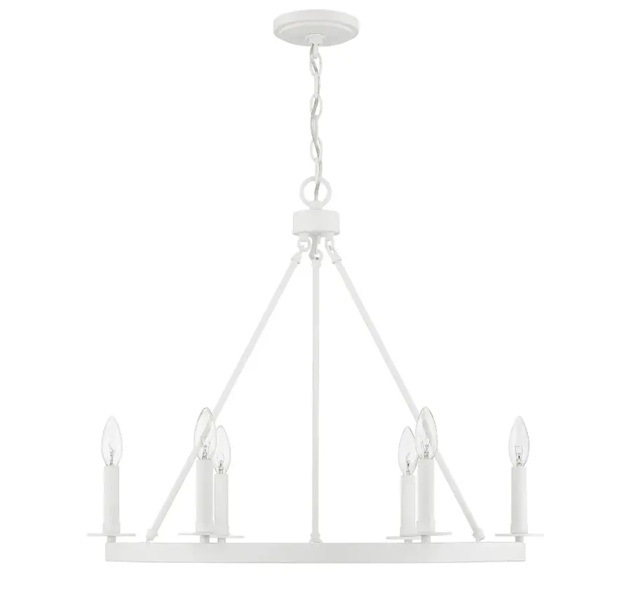 6-Light Chandelier in Bisque White - Image 3