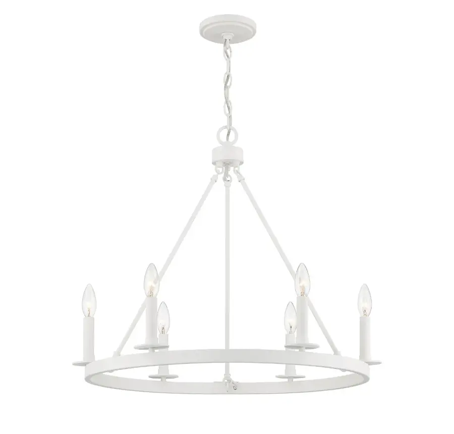 6-Light Chandelier in Bisque White - Image 4